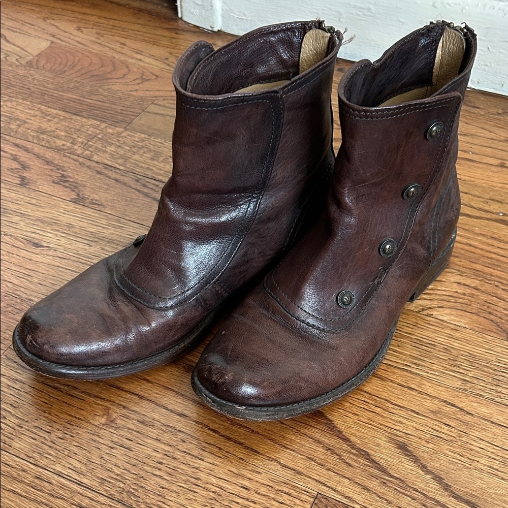 Frye Dark Brown Leather Ankle Boots